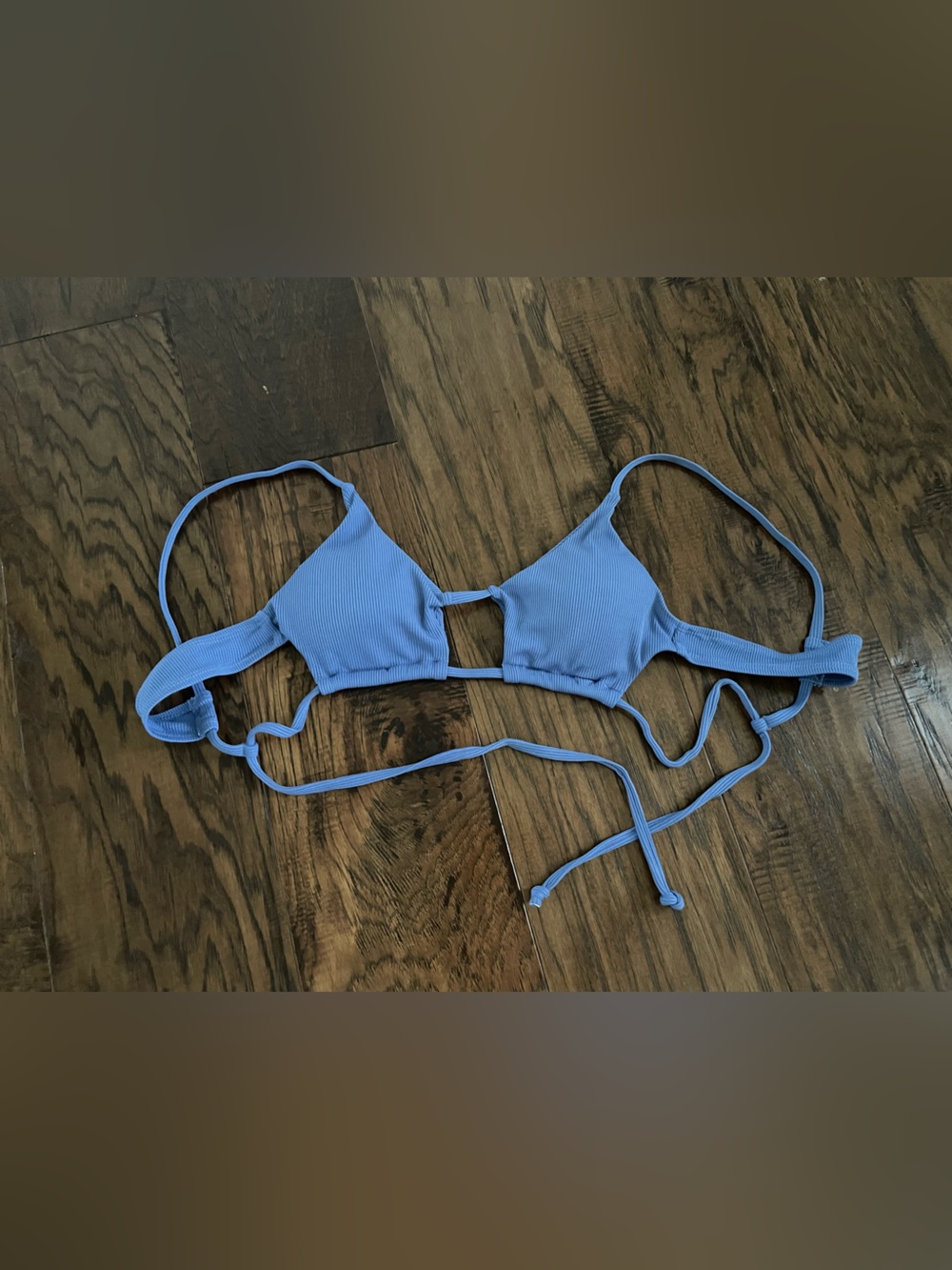 Zaful Blue Ribbed Bikini Top Size Large